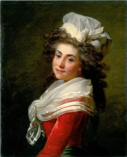 A red velvet dress with a white silk chiffon scarf,  Jean-Laurent Mosnier, 1790